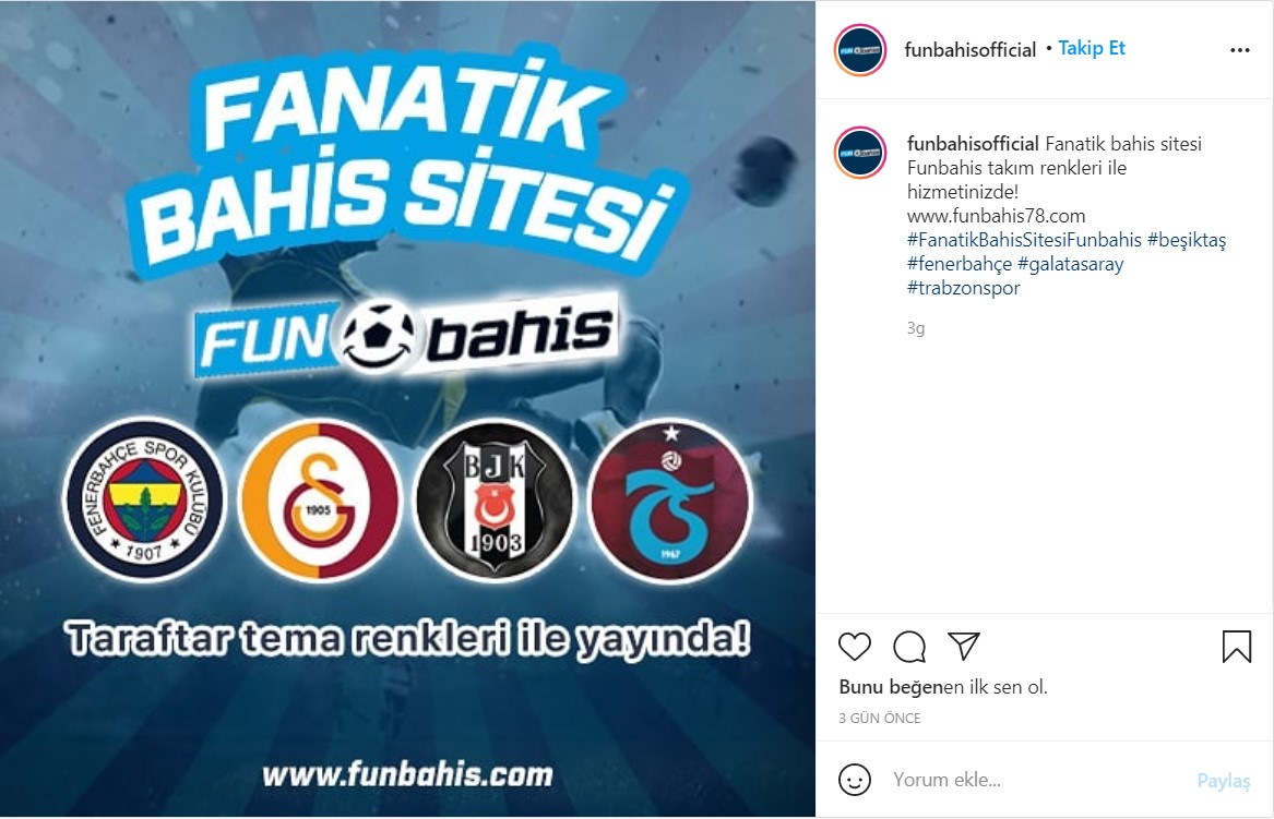 Funbahis 75 TL Deneme Bonusu Instagram