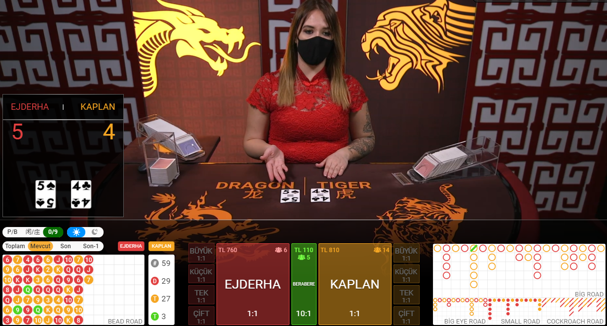 Playtech Dragon Tiger Canlı Casino Oyunu